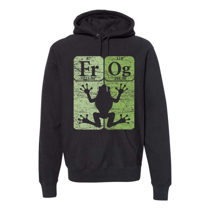 Frog Periodic Table Elements Herpetologist Frog Lover Retro Premium Hoodie