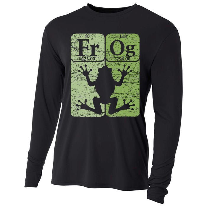 Frog Periodic Table Elements Herpetologist Frog Lover Retro Cooling Performance Long Sleeve Crew