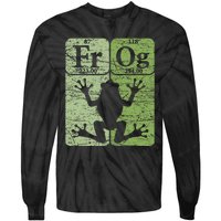 Frog Periodic Table Elements Herpetologist Frog Lover Retro Tie-Dye Long Sleeve Shirt