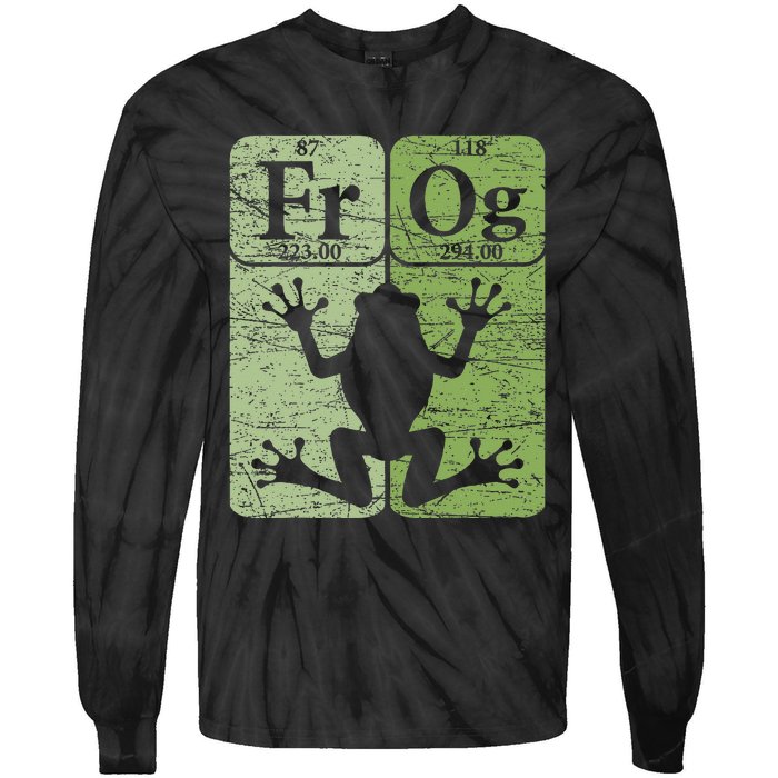 Frog Periodic Table Elements Herpetologist Frog Lover Retro Tie-Dye Long Sleeve Shirt