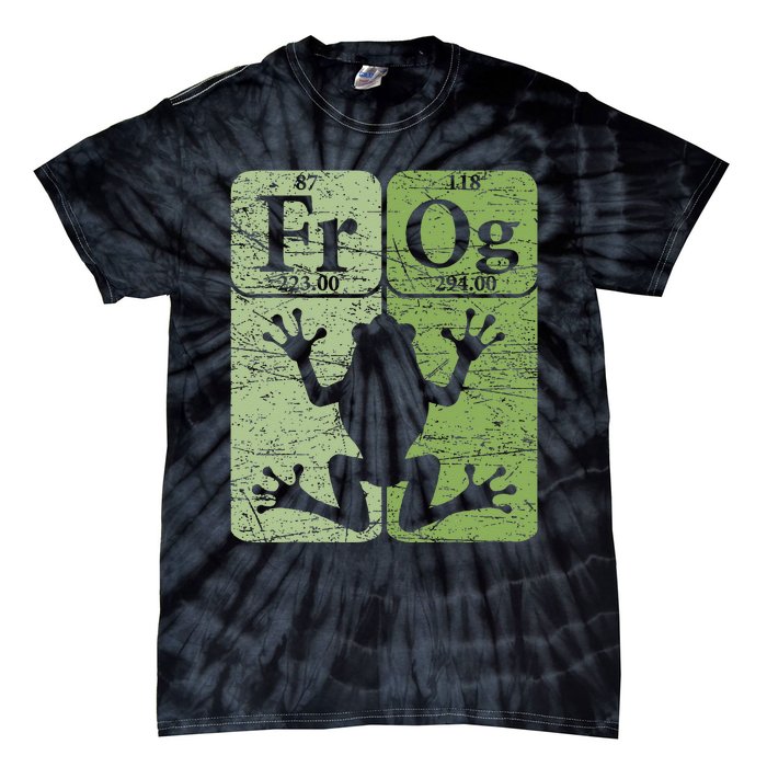 Frog Periodic Table Elements Herpetologist Frog Lover Retro Tie-Dye T-Shirt