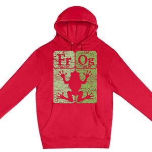 Frog Periodic Table Elements Herpetologist Frog Lover Retro Premium Pullover Hoodie