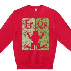 Frog Periodic Table Elements Herpetologist Frog Lover Retro Premium Crewneck Sweatshirt