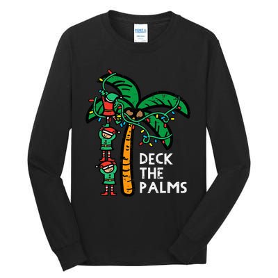 Festive Palm Tree Holiday Cheer Funny Christmas Tall Long Sleeve T-Shirt