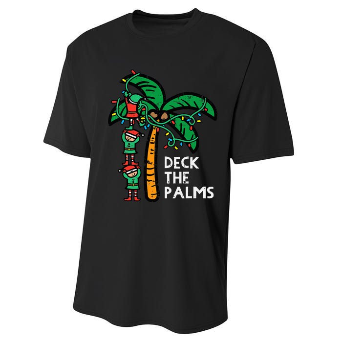 Festive Palm Tree Holiday Cheer Funny Christmas Performance Sprint T-Shirt