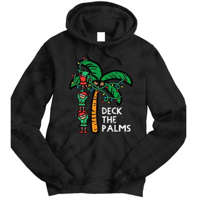 Festive Palm Tree Holiday Cheer Funny Christmas Tie Dye Hoodie