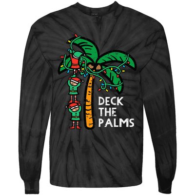 Festive Palm Tree Holiday Cheer Funny Christmas Tie-Dye Long Sleeve Shirt