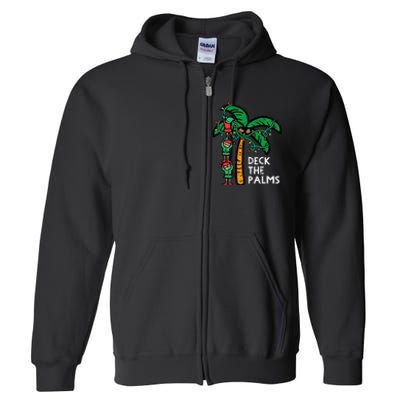 Festive Palm Tree Holiday Cheer Funny Christmas Full Zip Hoodie