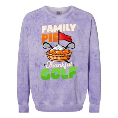 Family Pie Thankful Golf Design Thanksgiving Golf Gift Colorblast Crewneck Sweatshirt