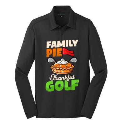 Family Pie Thankful Golf Design Thanksgiving Golf Gift Silk Touch Performance Long Sleeve Polo