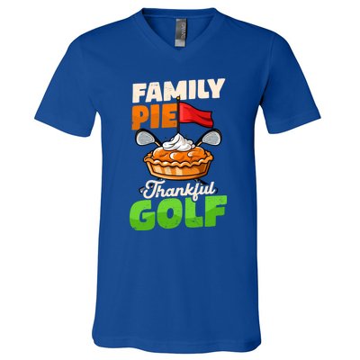 Family Pie Thankful Golf Design Thanksgiving Golf Gift V-Neck T-Shirt