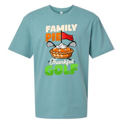 Family Pie Thankful Golf Design Thanksgiving Golf Gift Sueded Cloud Jersey T-Shirt