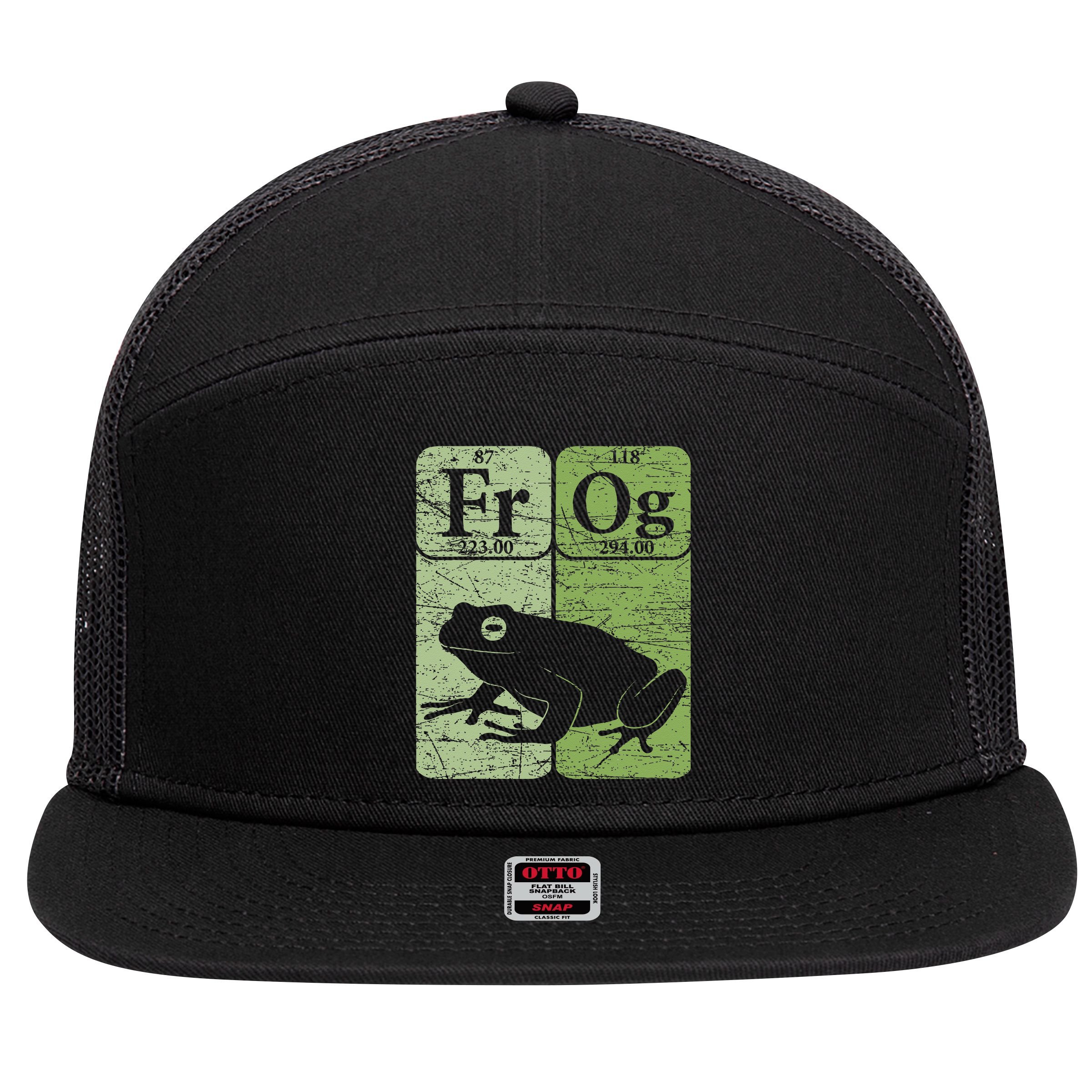 Frog Periodic Table Elements Herpetologist Frog Lover Retro 7 Panel Mesh Trucker Snapback Hat