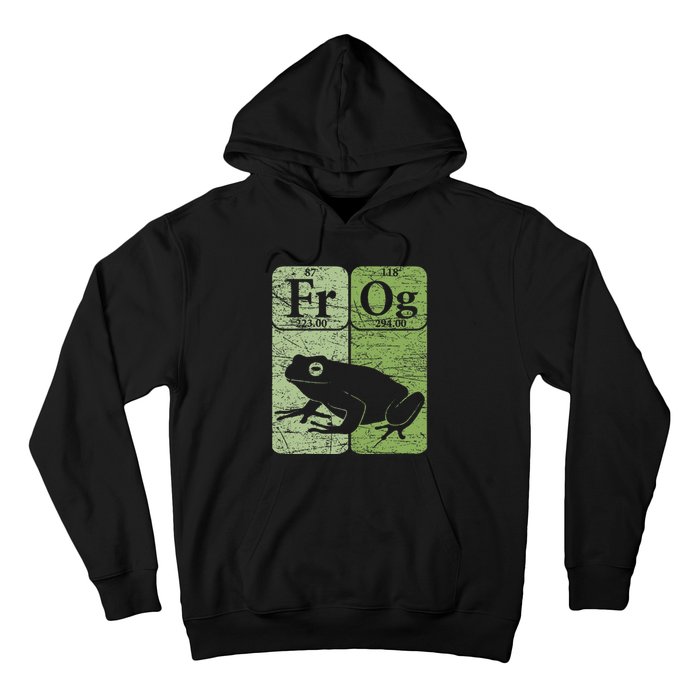 Frog Periodic Table Elements Herpetologist Frog Lover Retro Hoodie