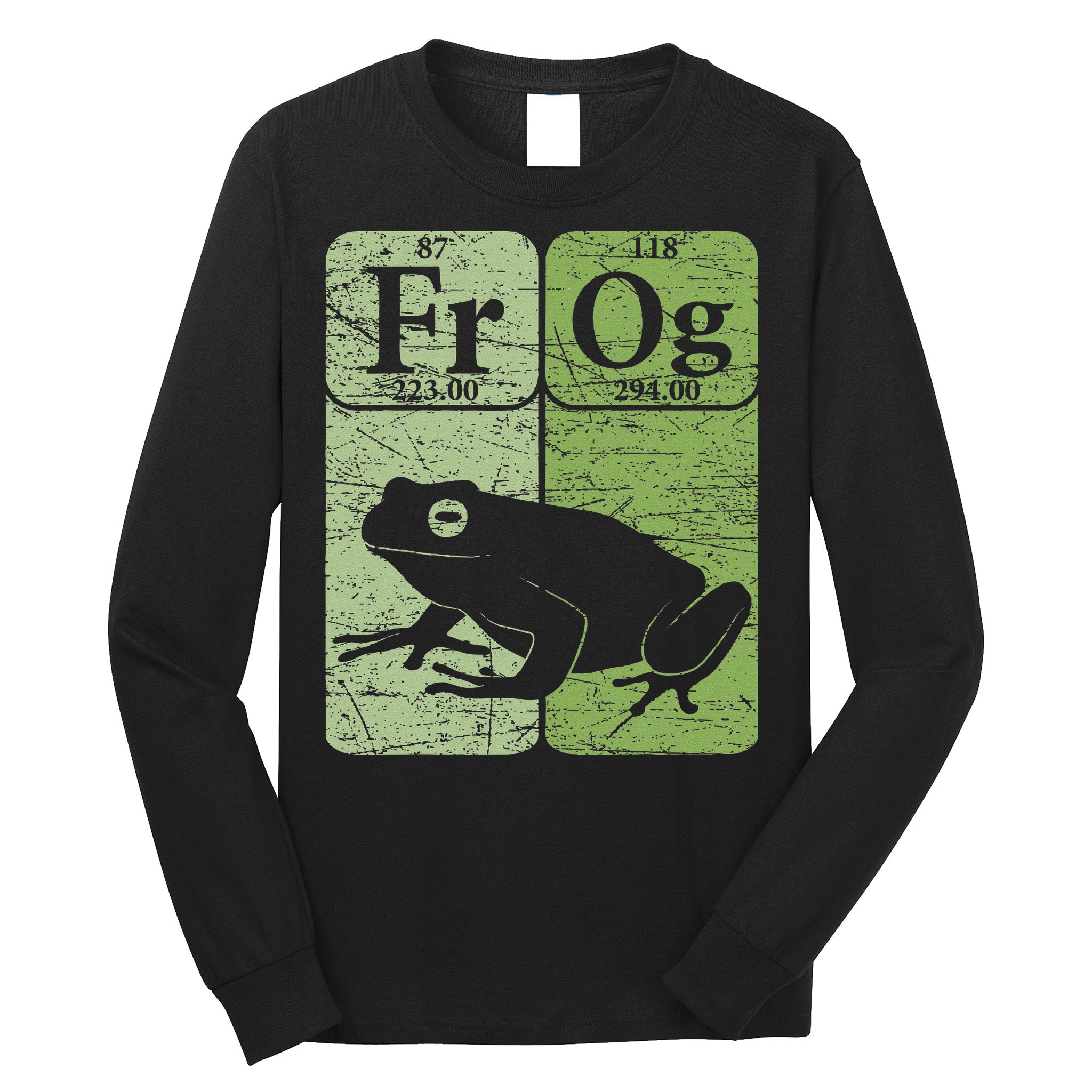 Frog Periodic Table Elements Herpetologist Frog Lover Retro Long Sleeve Shirt