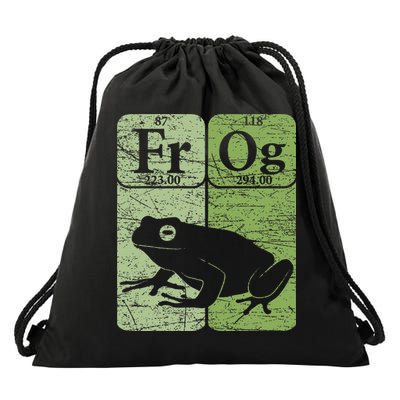 Frog Periodic Table Elements Herpetologist Frog Lover Retro Drawstring Bag