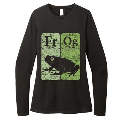 Frog Periodic Table Elements Herpetologist Frog Lover Retro Womens CVC Long Sleeve Shirt