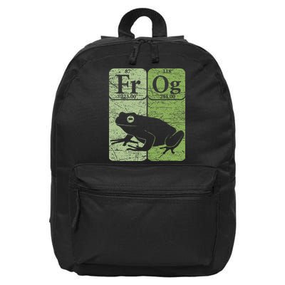 Frog Periodic Table Elements Herpetologist Frog Lover Retro 16 in Basic Backpack