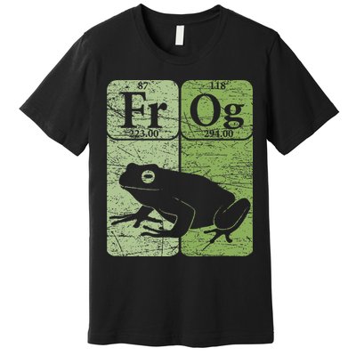 Frog Periodic Table Elements Herpetologist Frog Lover Retro Premium T-Shirt