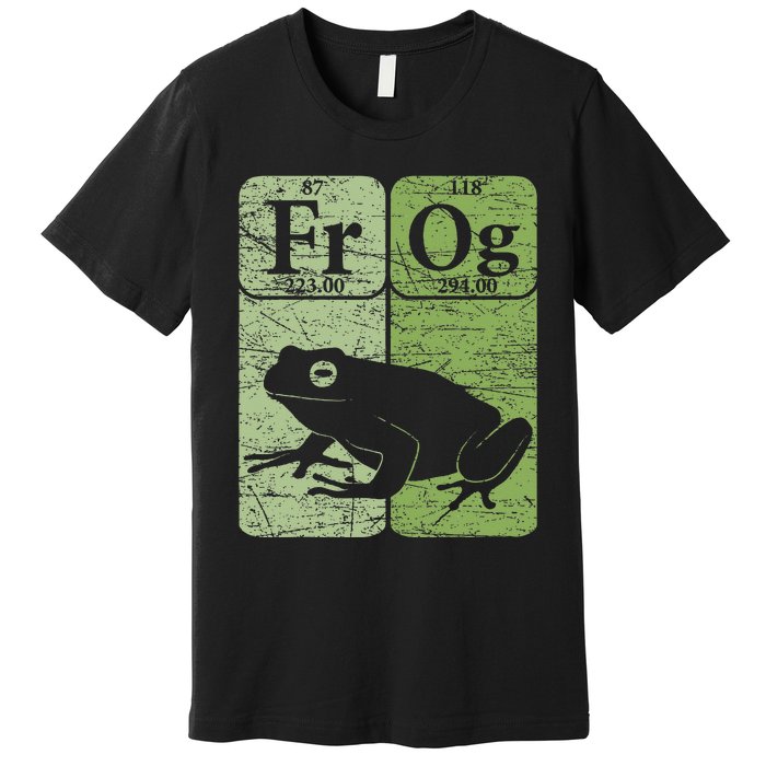 Frog Periodic Table Elements Herpetologist Frog Lover Retro Premium T-Shirt