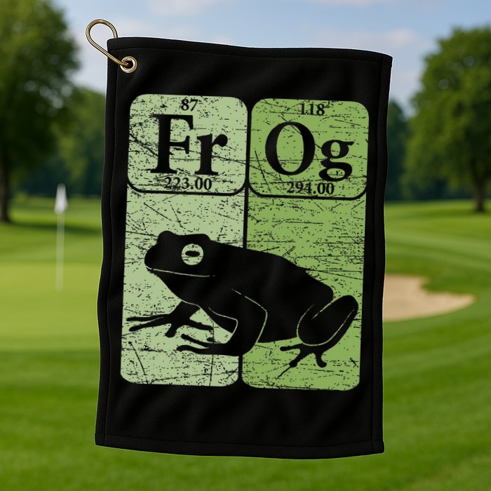 Frog Periodic Table Elements Herpetologist Frog Lover Retro Golf Towel