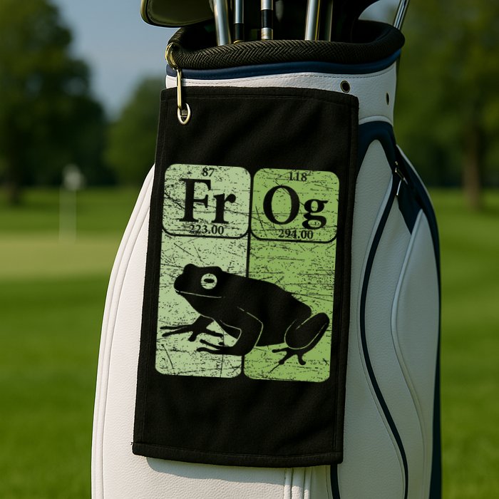Frog Periodic Table Elements Herpetologist Frog Lover Retro Golf Towel