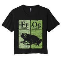 Frog Periodic Table Elements Herpetologist Frog Lover Retro Women's Crop Top Tee