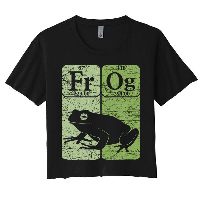 Frog Periodic Table Elements Herpetologist Frog Lover Retro Women's Crop Top Tee