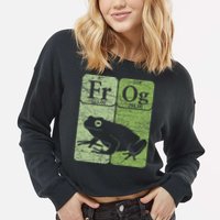 Frog Periodic Table Elements Herpetologist Frog Lover Retro Cropped Pullover Crew