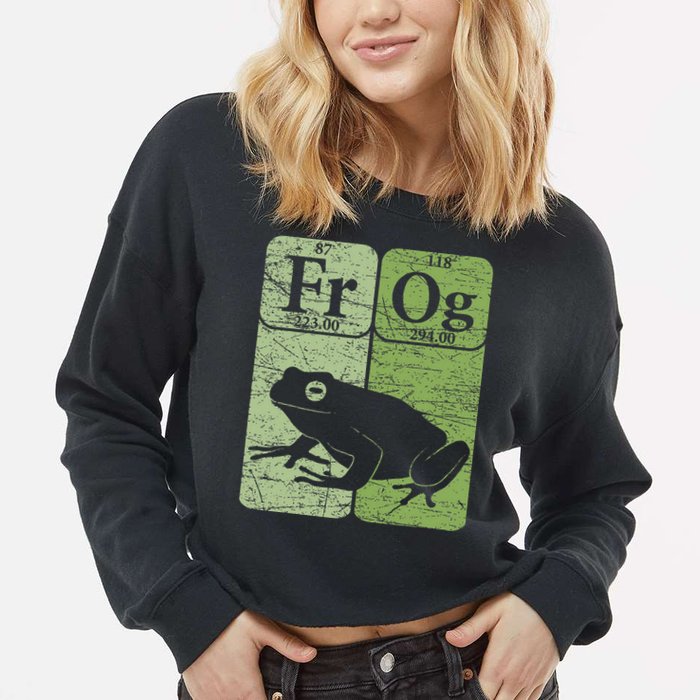 Frog Periodic Table Elements Herpetologist Frog Lover Retro Cropped Pullover Crew