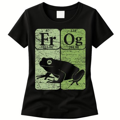 Frog Periodic Table Elements Herpetologist Frog Lover Retro Womens T-Shirt
