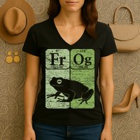 Frog Periodic Table Elements Herpetologist Frog Lover Retro Women's V-Neck T-Shirt