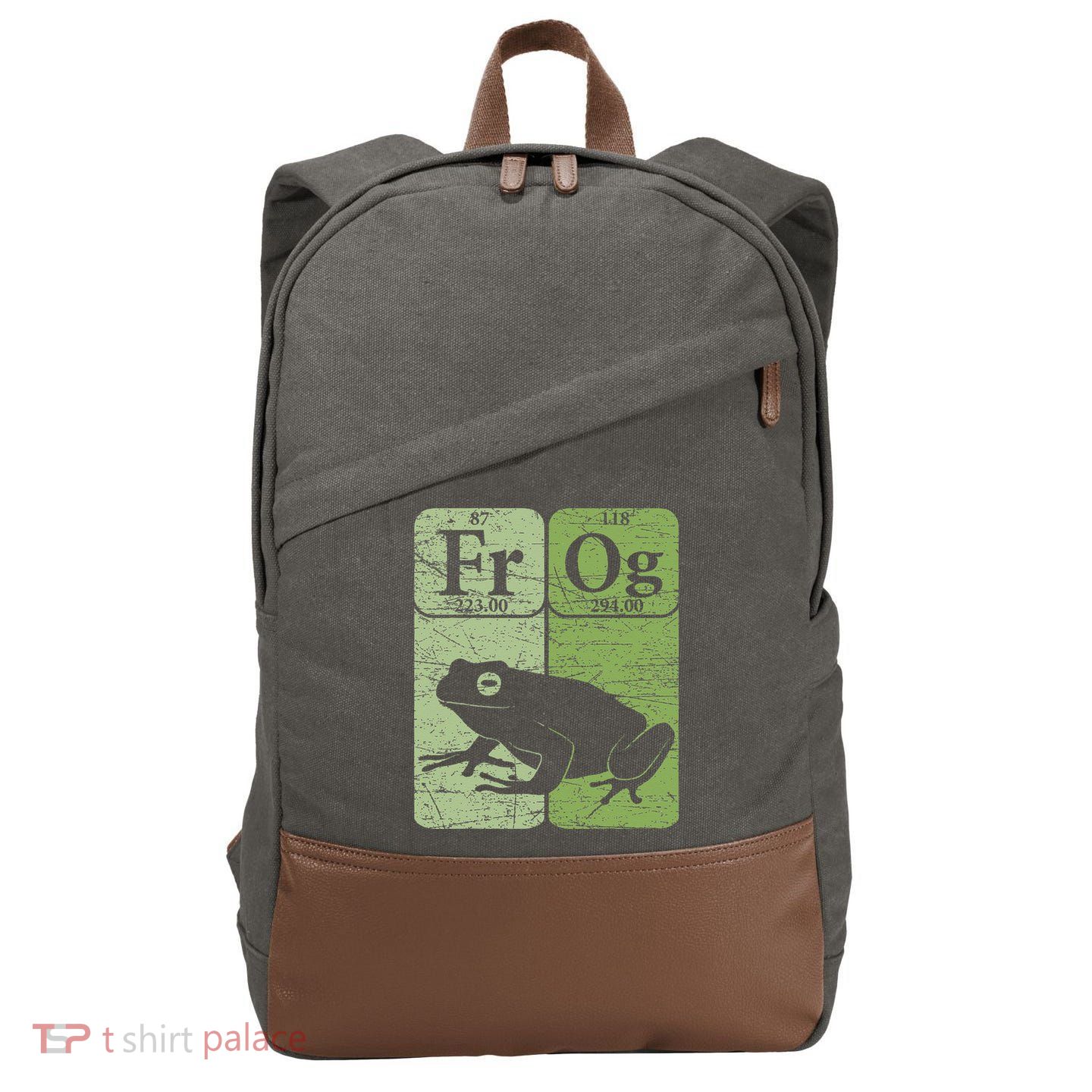 Frog Periodic Table Elements Herpetologist Frog Lover Retro Cotton Canvas Backpack