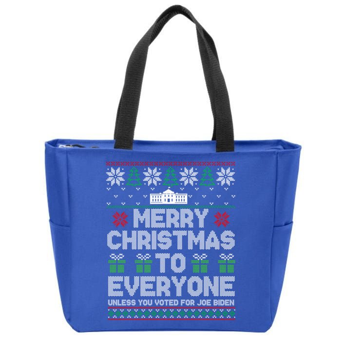 Funny Pro Trump 2024 Merry Christmas To Everyone Anti Biden Gift Zip Tote Bag