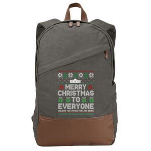 Funny Pro Trump 2024 Merry Christmas To Everyone Anti Biden Gift Cotton Canvas Backpack