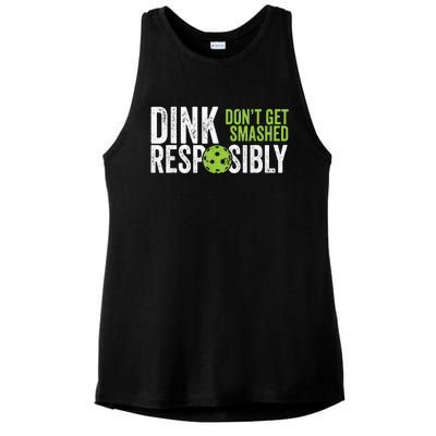 Funny Pickleball Team Clothing Dink Responsibly Ladies PosiCharge Tri-Blend Wicking Tank