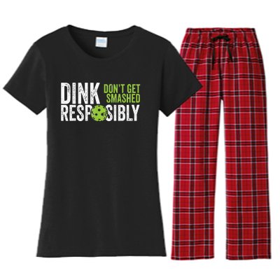 Funny Pickleball Team Clothing Dink Responsibly Women's Flannel Pajama Set