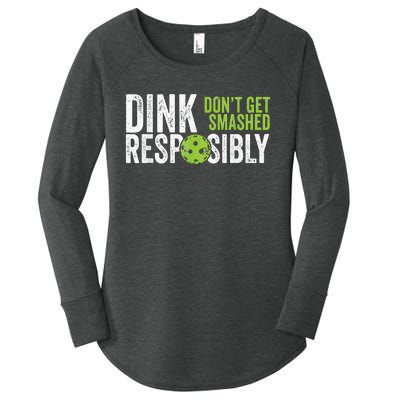 Funny Pickleball Team Clothing Dink Responsibly Women's Perfect Tri Tunic Long Sleeve Shirt