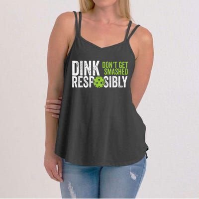 Funny Pickleball Team Clothing Dink Responsibly Women's Strappy Tank