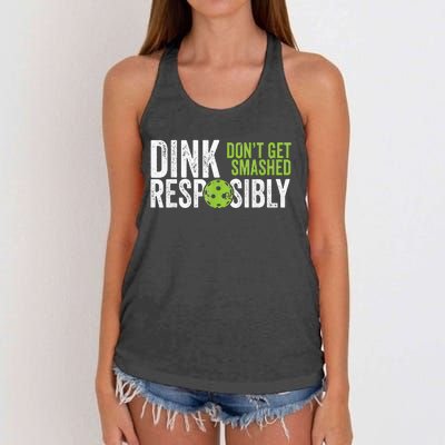 Funny Pickleball Team Clothing Dink Responsibly Women's Knotted Racerback Tank