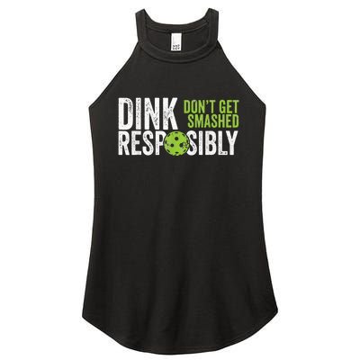 Funny Pickleball Team Clothing Dink Responsibly Women’s Perfect Tri Rocker Tank