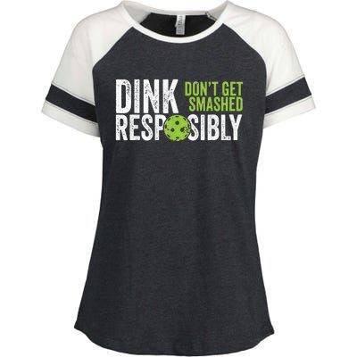 Funny Pickleball Team Clothing Dink Responsibly Enza Ladies Jersey Colorblock Tee