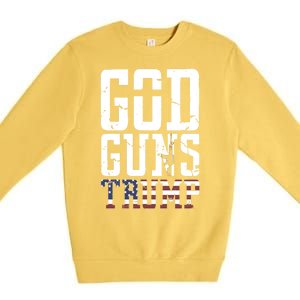 Funny President Trump God Guns Gift Premium Crewneck Sweatshirt