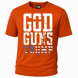 Funny President Trump God Guns Gift Cooling Performance Crew T-Shirt