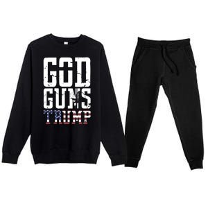 Funny President Trump God Guns Gift Premium Crewneck Sweatsuit Set