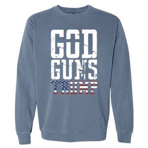 Funny President Trump God Guns Gift Garment-Dyed Sweatshirt