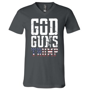 Funny President Trump God Guns Gift V-Neck T-Shirt