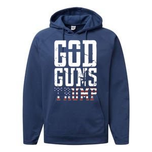 Funny President Trump God Guns Gift Performance Fleece Hoodie