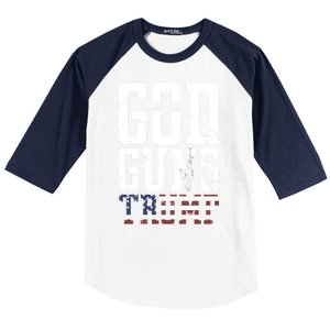 Funny President Trump God Guns Gift Baseball Sleeve Shirt