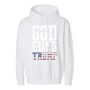 Funny President Trump God Guns Gift Garment-Dyed Fleece Hoodie